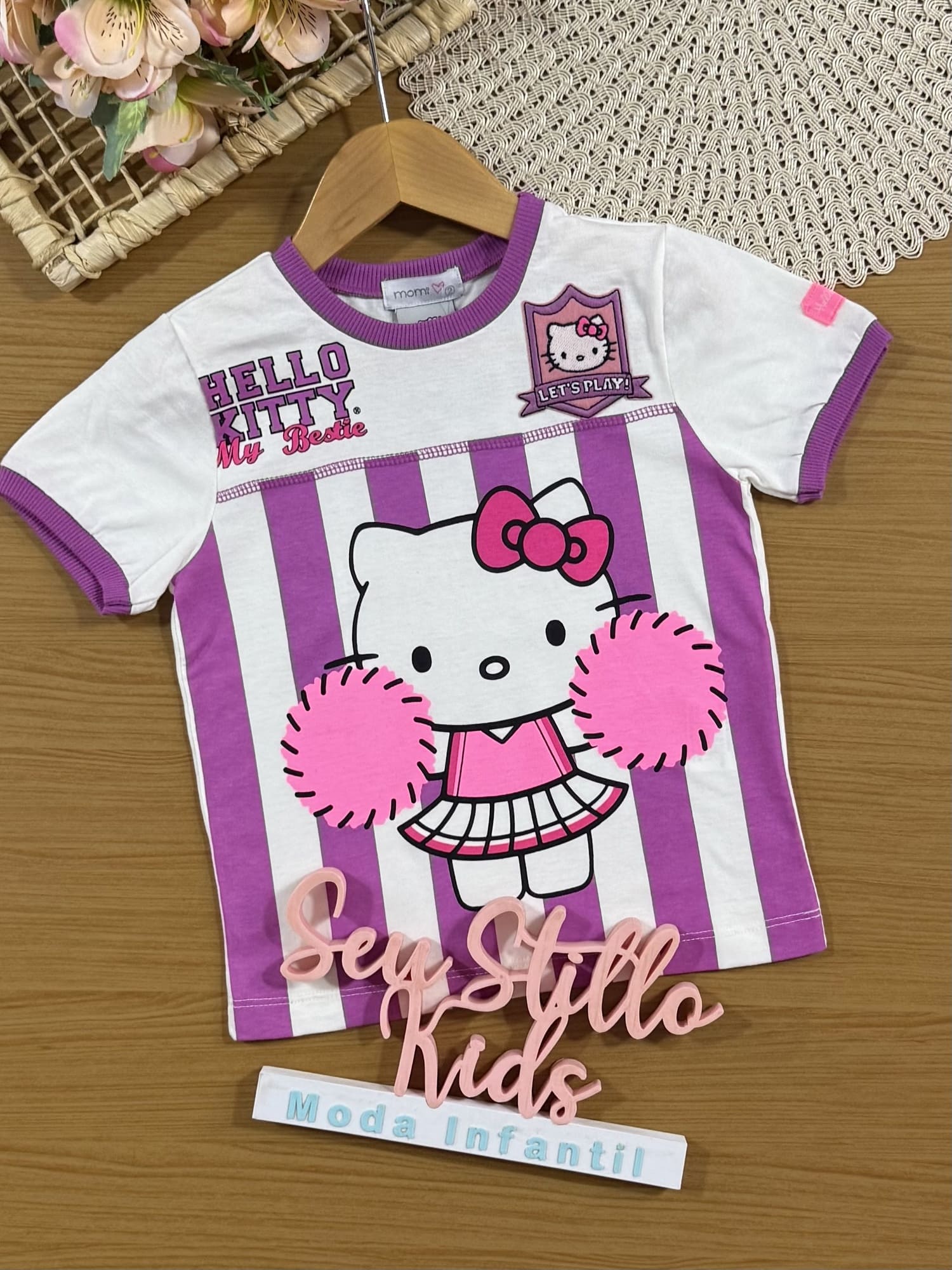 Blusa Infantil Momi Lilás Hello Kitty Lider de Torcida