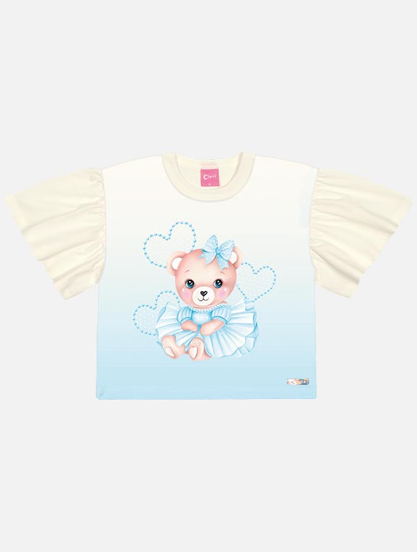 Blusa Infantil Cinti Verão Ursinha Azul