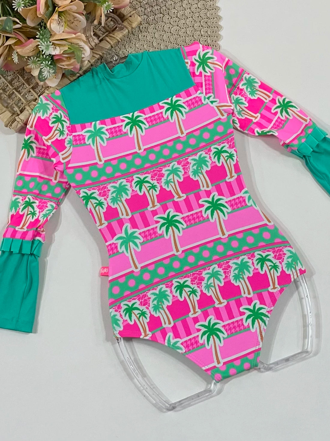 Maiô Infantil Siri Kids Cropped Manga Longa Rosa Lais Tropicandy 43279
