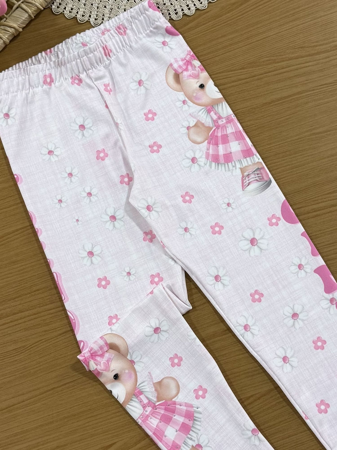 Calça Legging Infantil Cinti Verão Rosa Ursinha Trendy