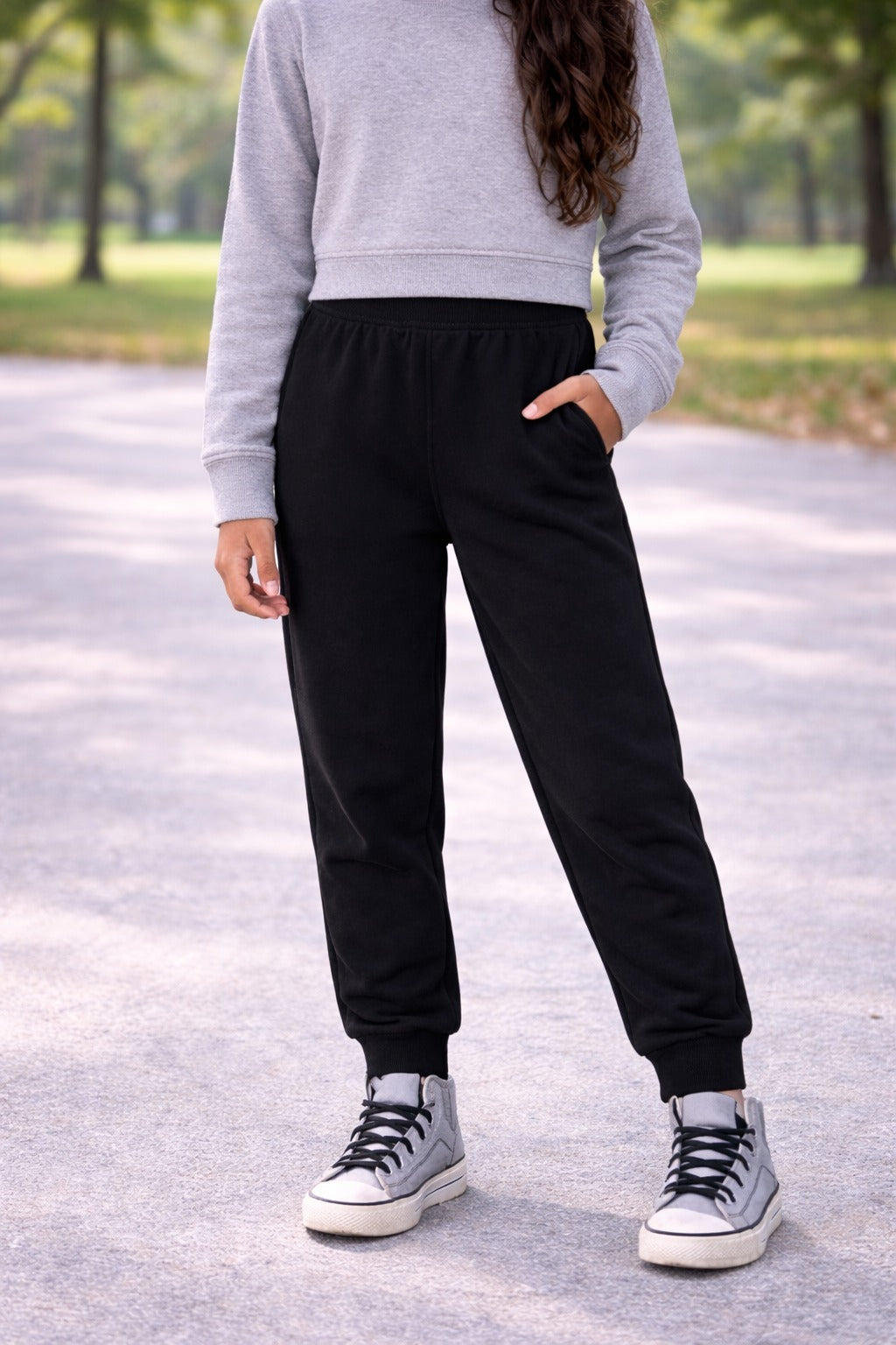 Calça Moletom Infantil Brandili Menina Flanelada Preta