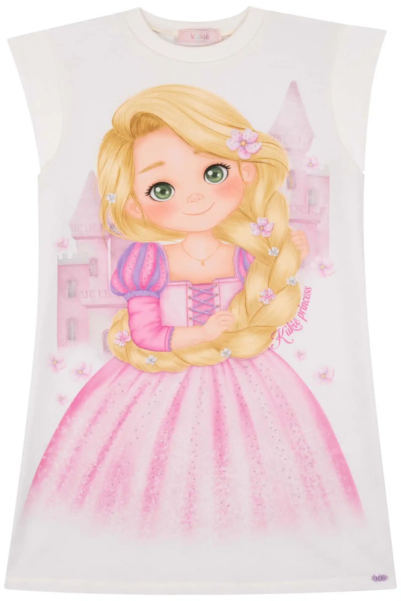 Vestido Infantil Kukiê Verão Branco Princesa Rapunzel