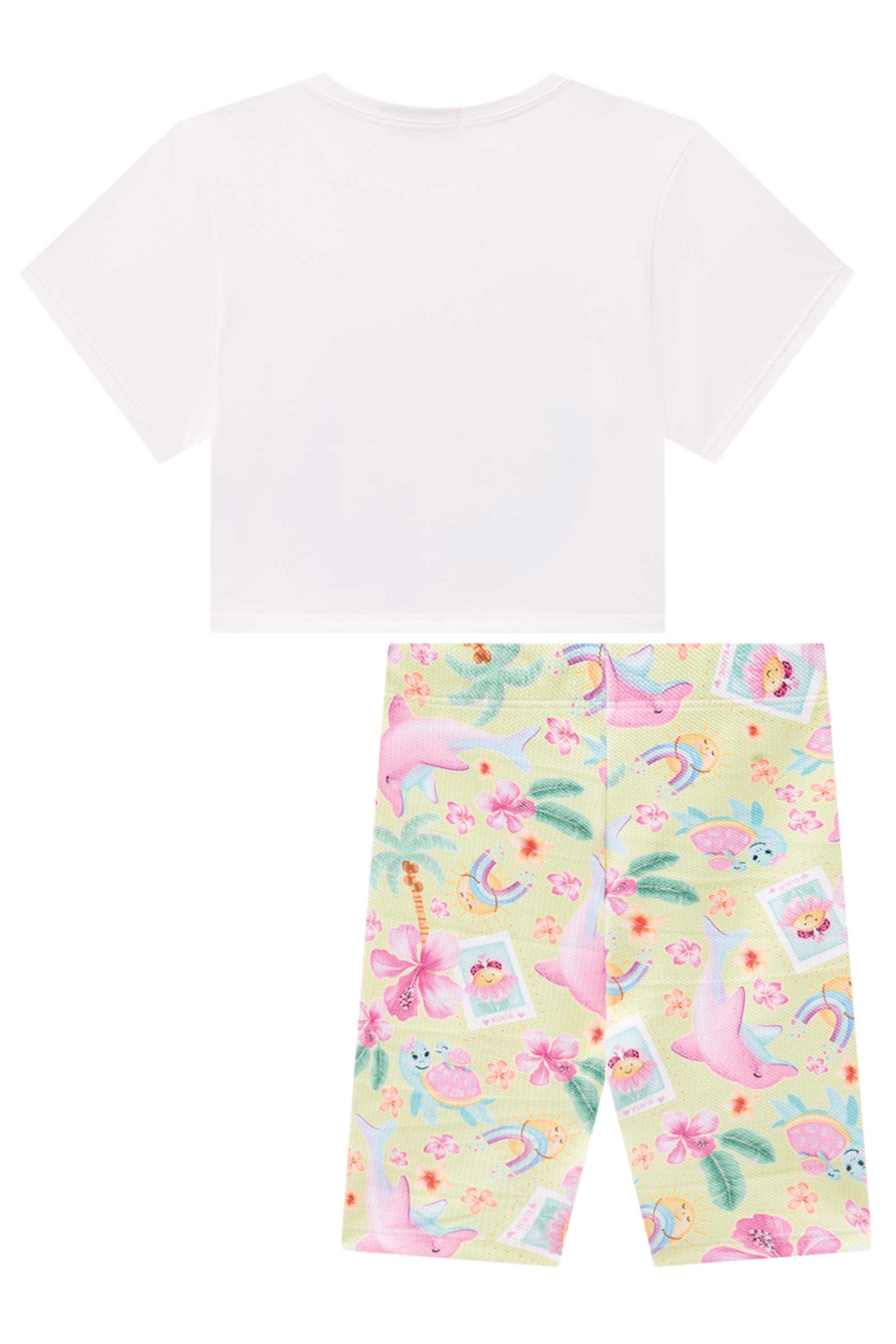 Conjunto Infantil Kukie Verão Shorts Ciclista e Blusa Golfinho