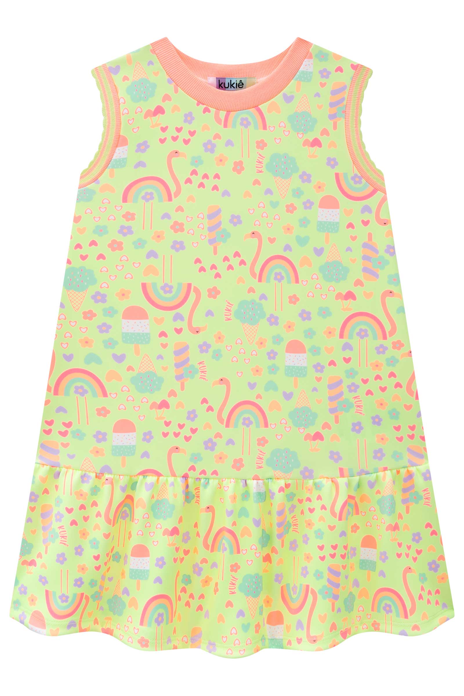 Vestido Infantil Kukie Verão Verde Doces