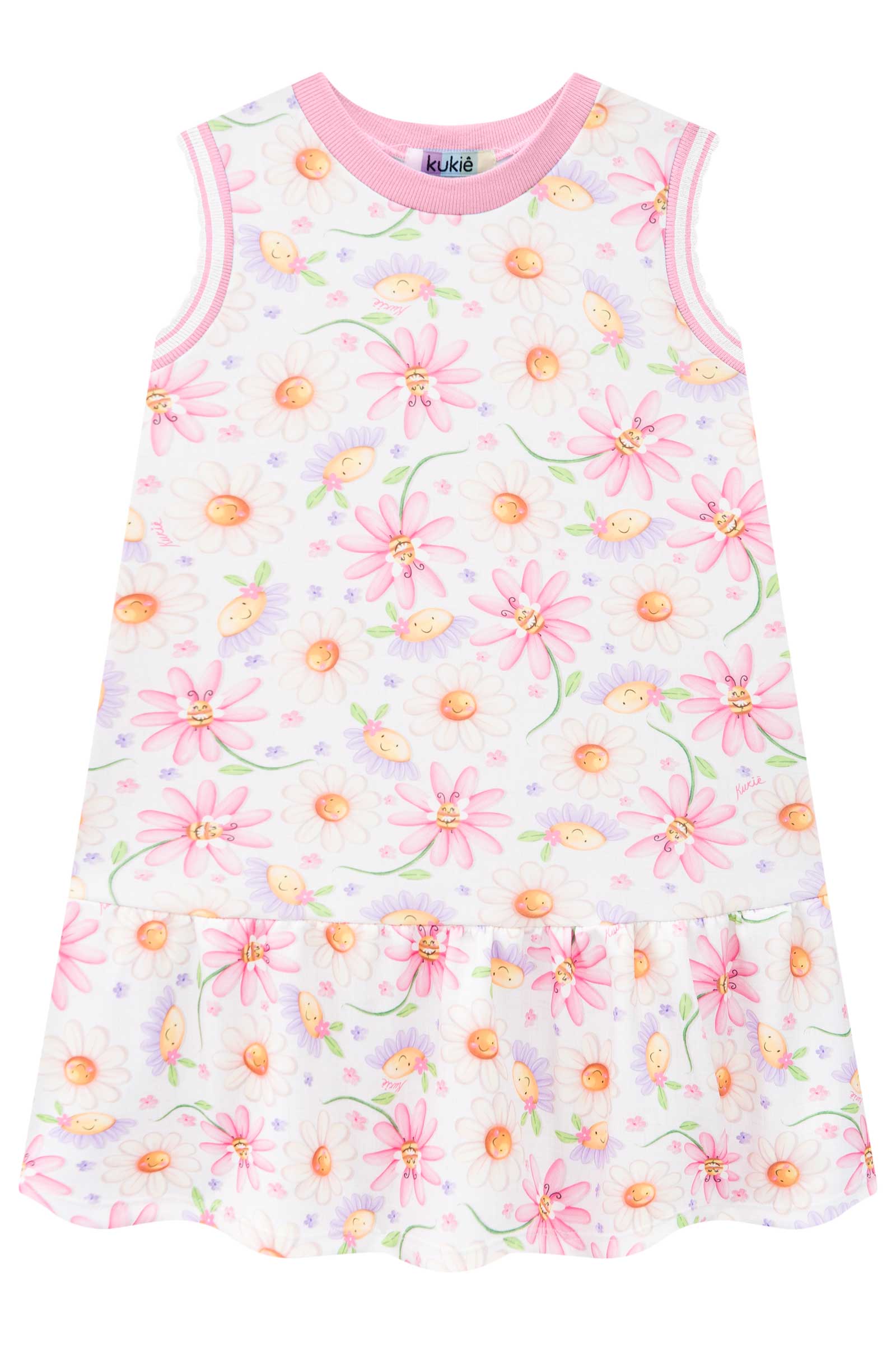 Vestido Infantil Kukie Verão Off White Flor