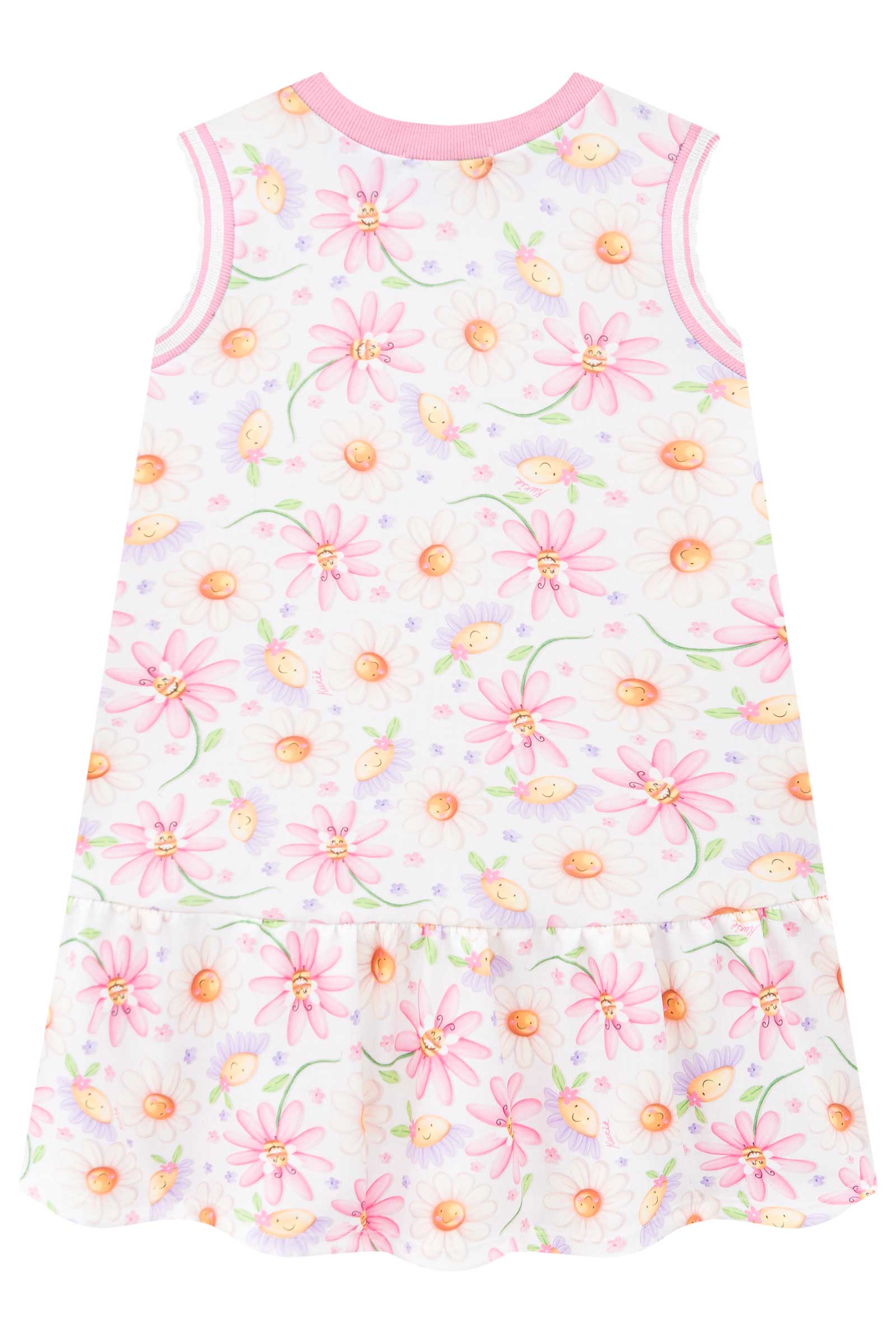 Vestido Infantil Kukie Verão Off White Flor
