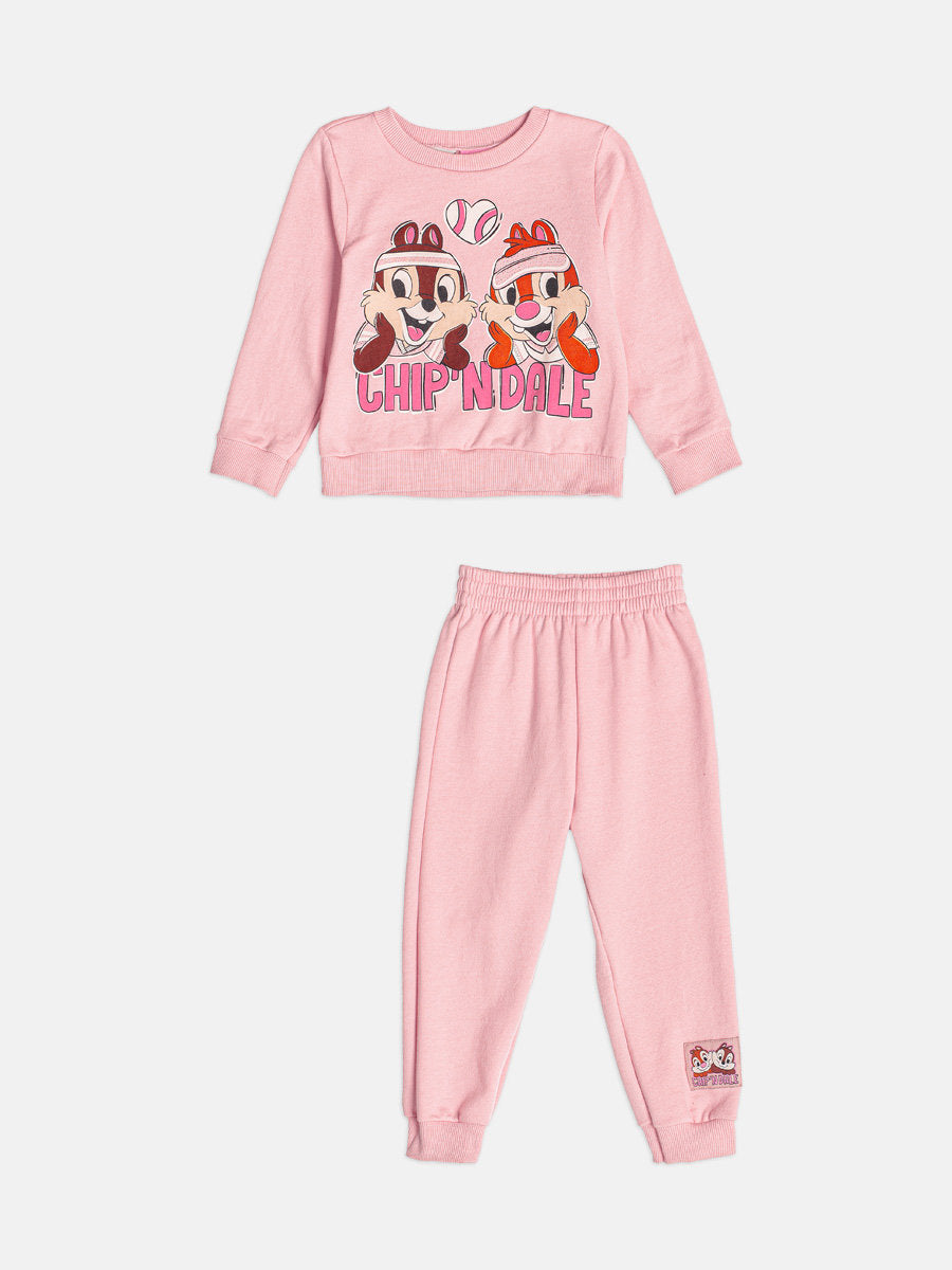 Conjunto Infantil Momi Inverno com Calça e Moletom Flanelado Rosa Tico e Teco Strass