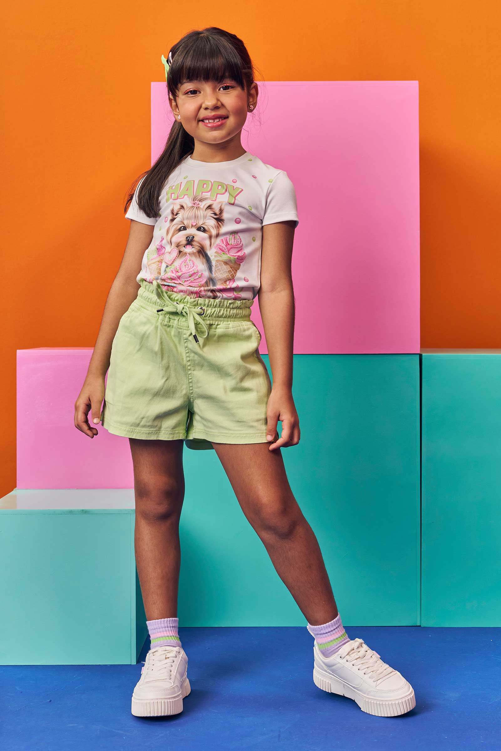 Blusa Infantil Kukie Verão Off White Cachorrinha
