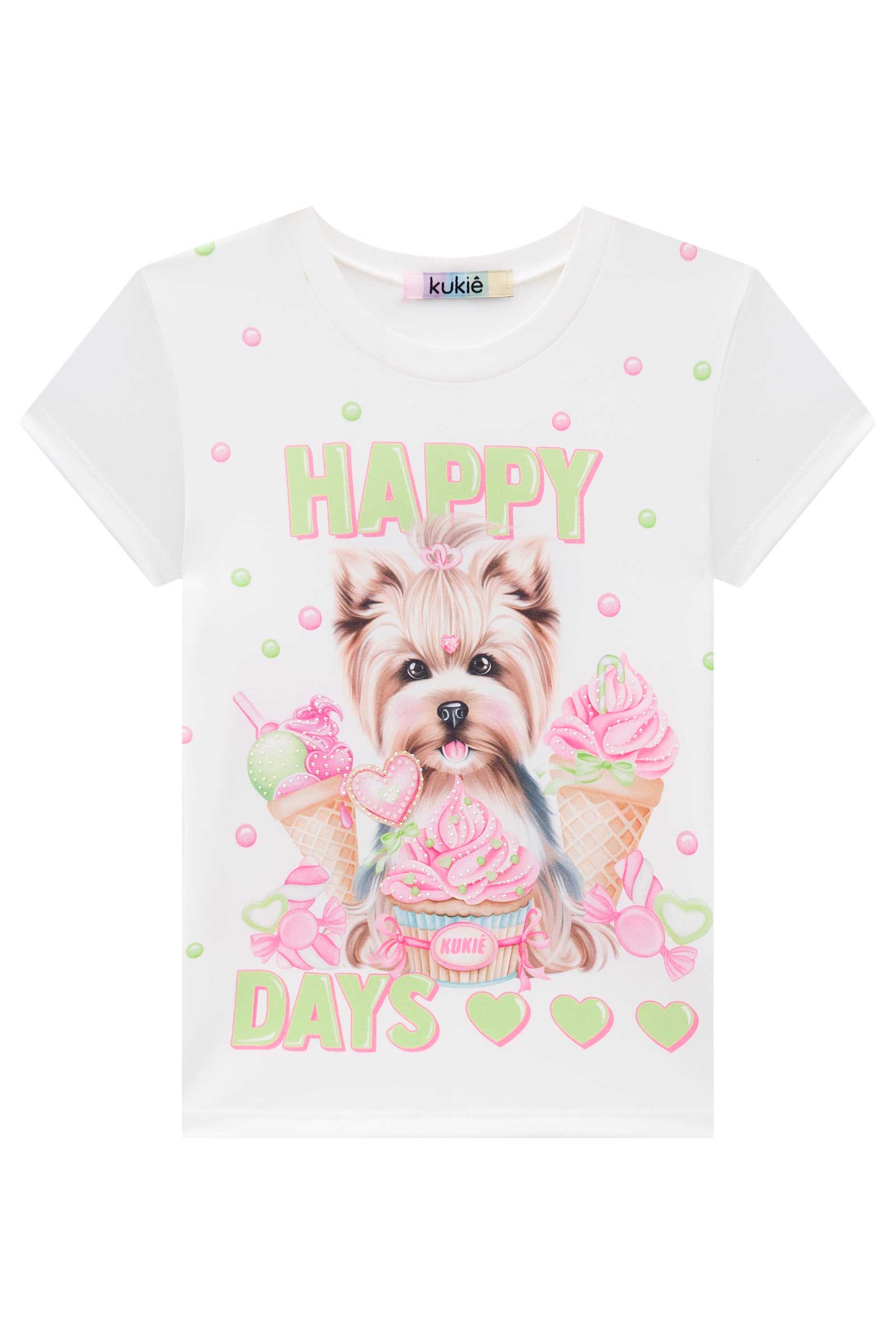 Blusa Infantil Kukie Verão Off White Cachorrinha