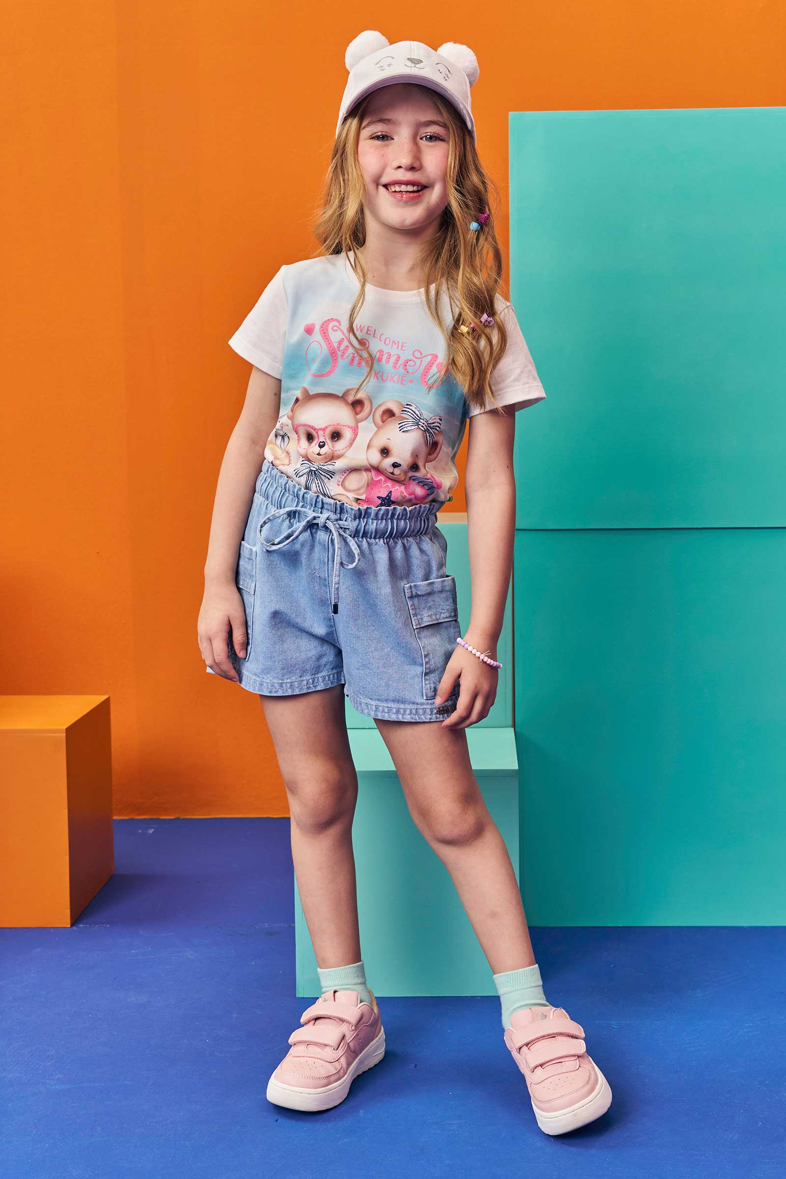 Blusa Infantil Kukie Verão Off White Ursinhos