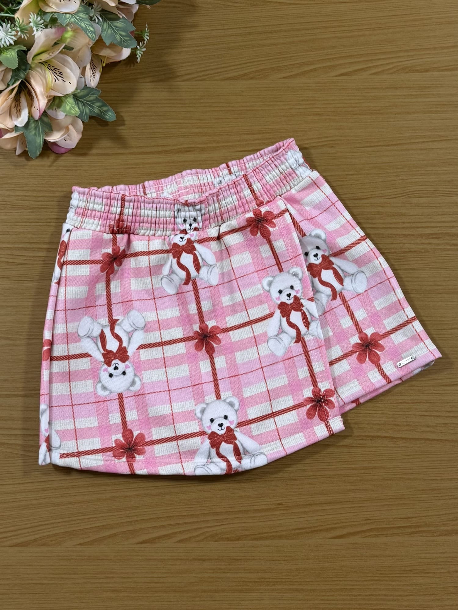 Conjunto Infantil Cinti Inverno Shorts Saia e Moletom Flanelado Laço