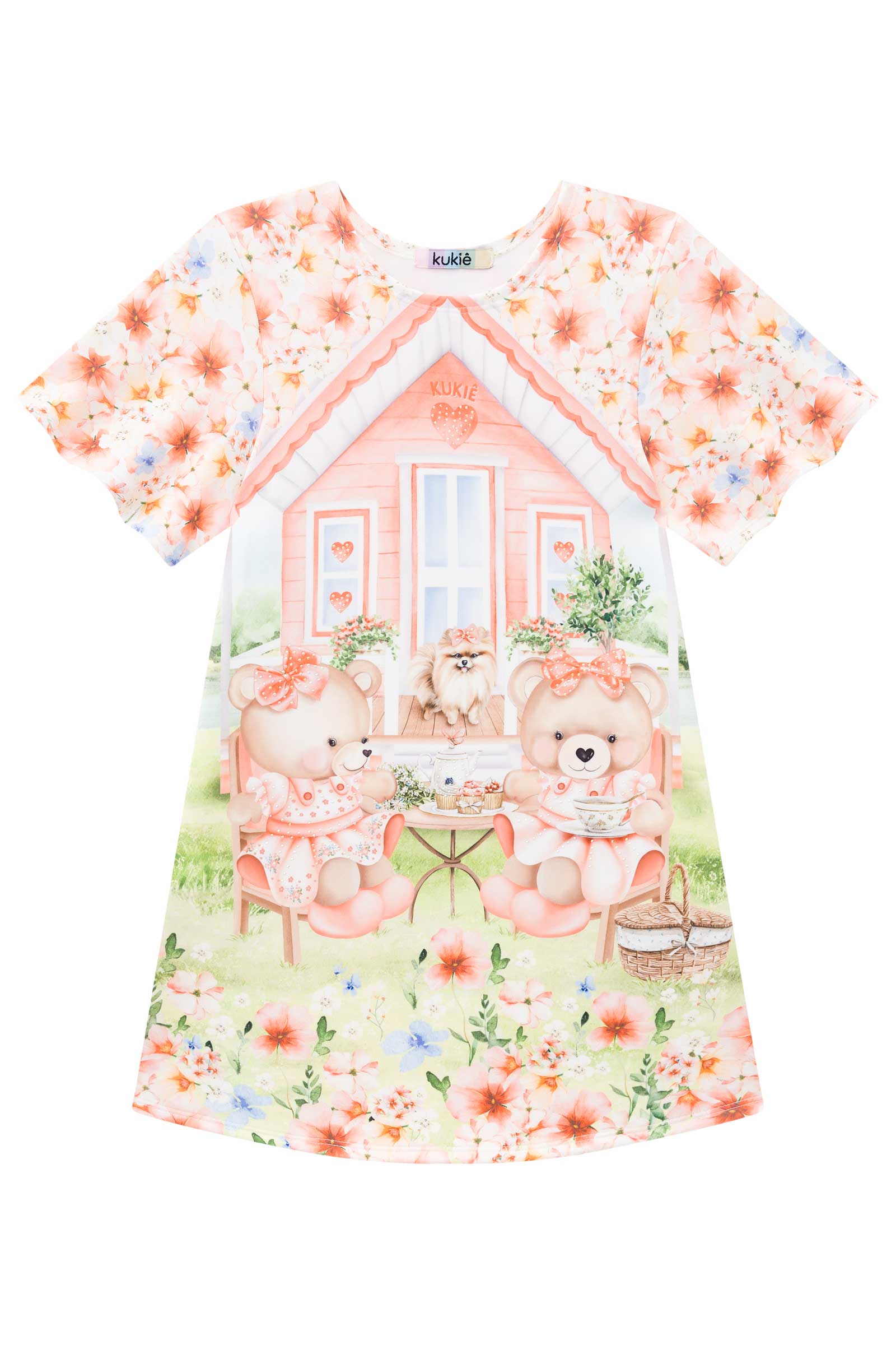 Vestido Infantil Kukie Verão Ursinhas Fofas