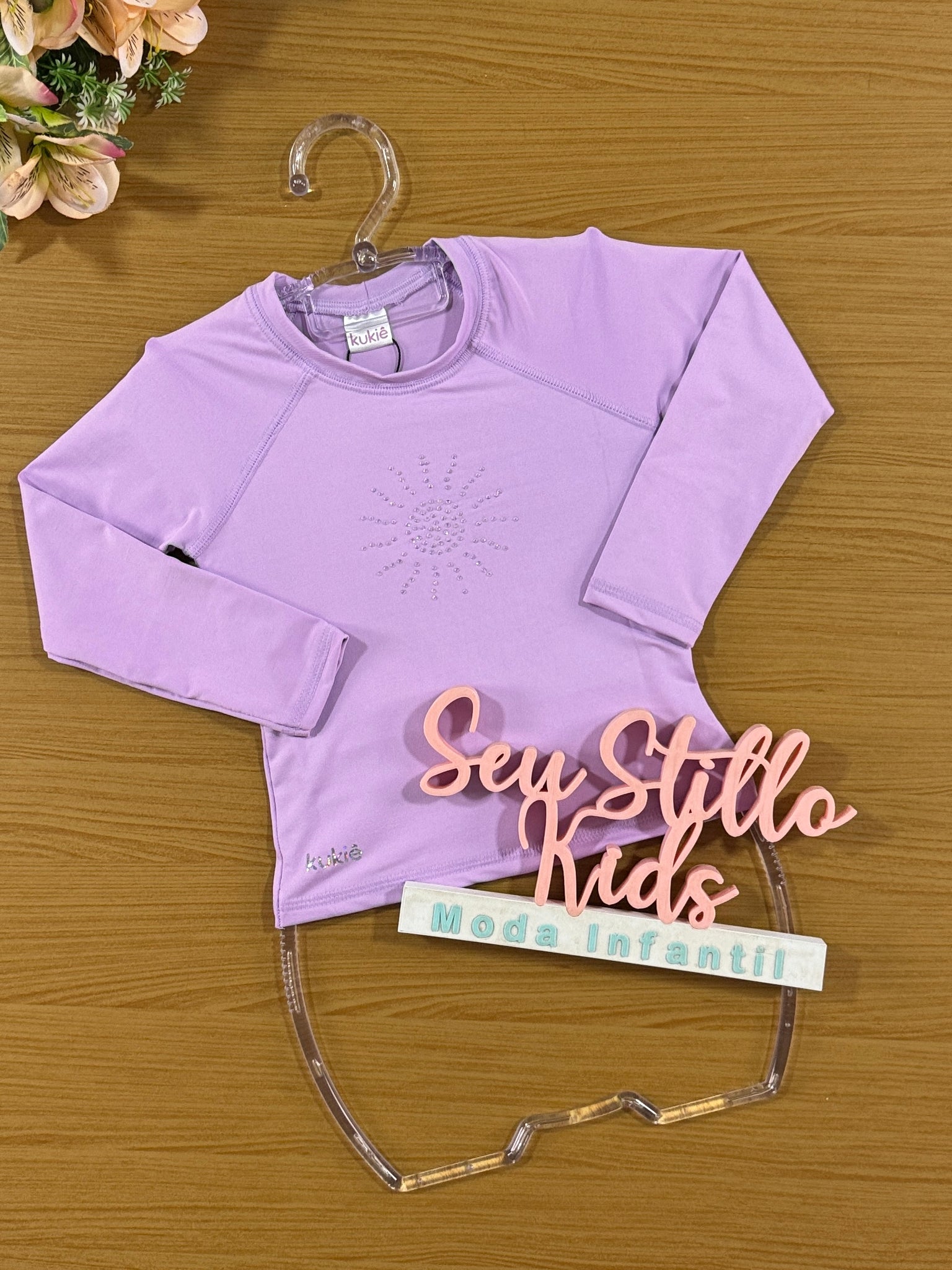 Blusa Infantil com Proteção Solar Kukie Verão Lilás Neon
