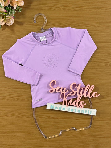 Blusa Infantil com Proteção Solar Kukie Verão Lilás Neon