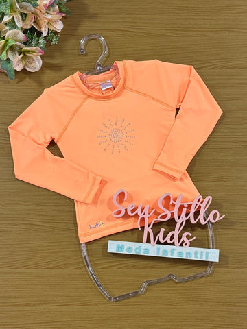 Blusa Infantil com Proteção Solar Kukie Verão Laranja Neon