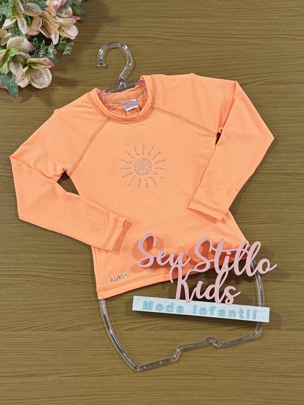 Blusa Infantil com Proteção Solar Kukie Verão Laranja Neon