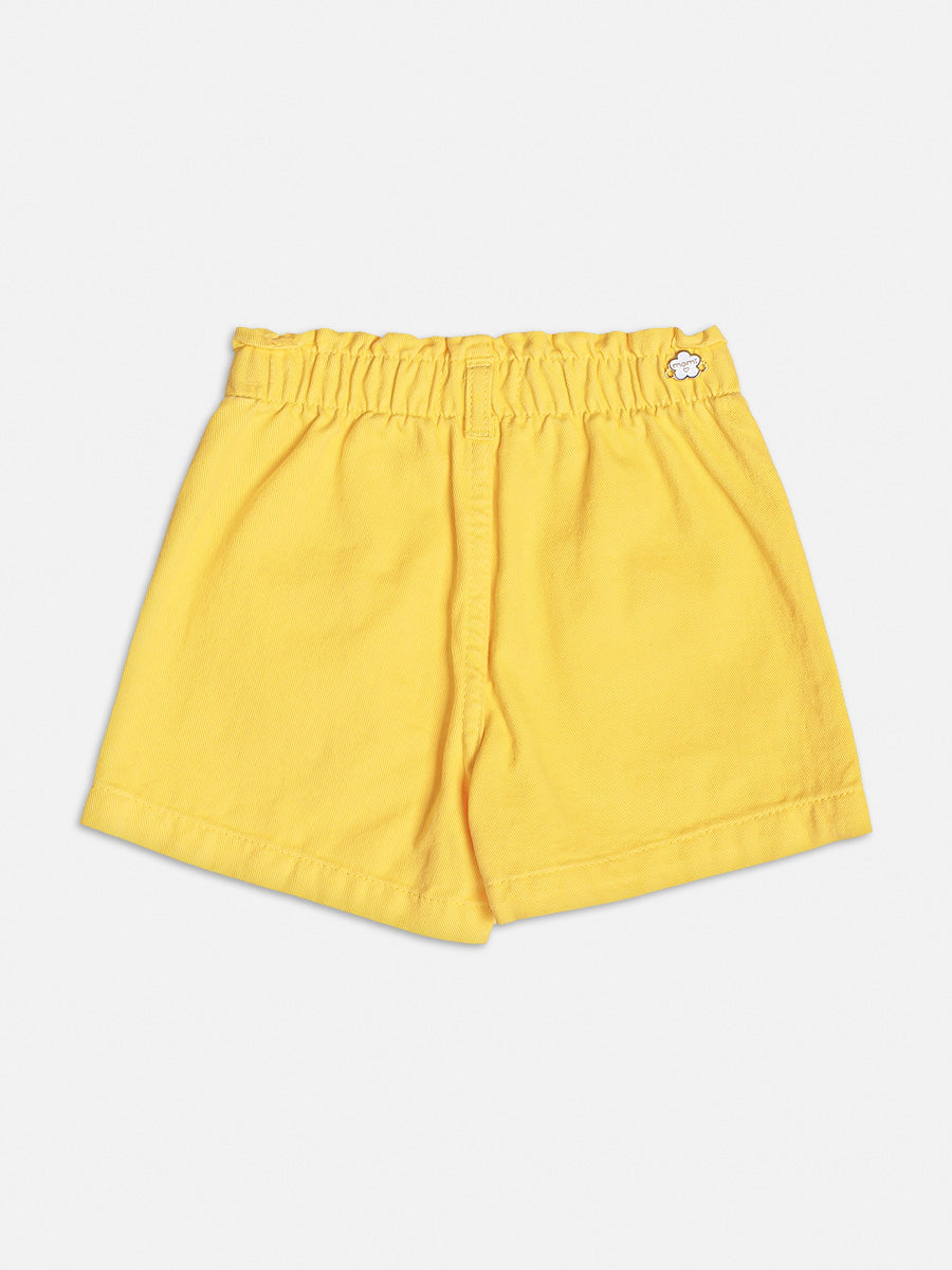Conjunto Infantil Momi Verão Shorts Amarelo e Blusa Babado