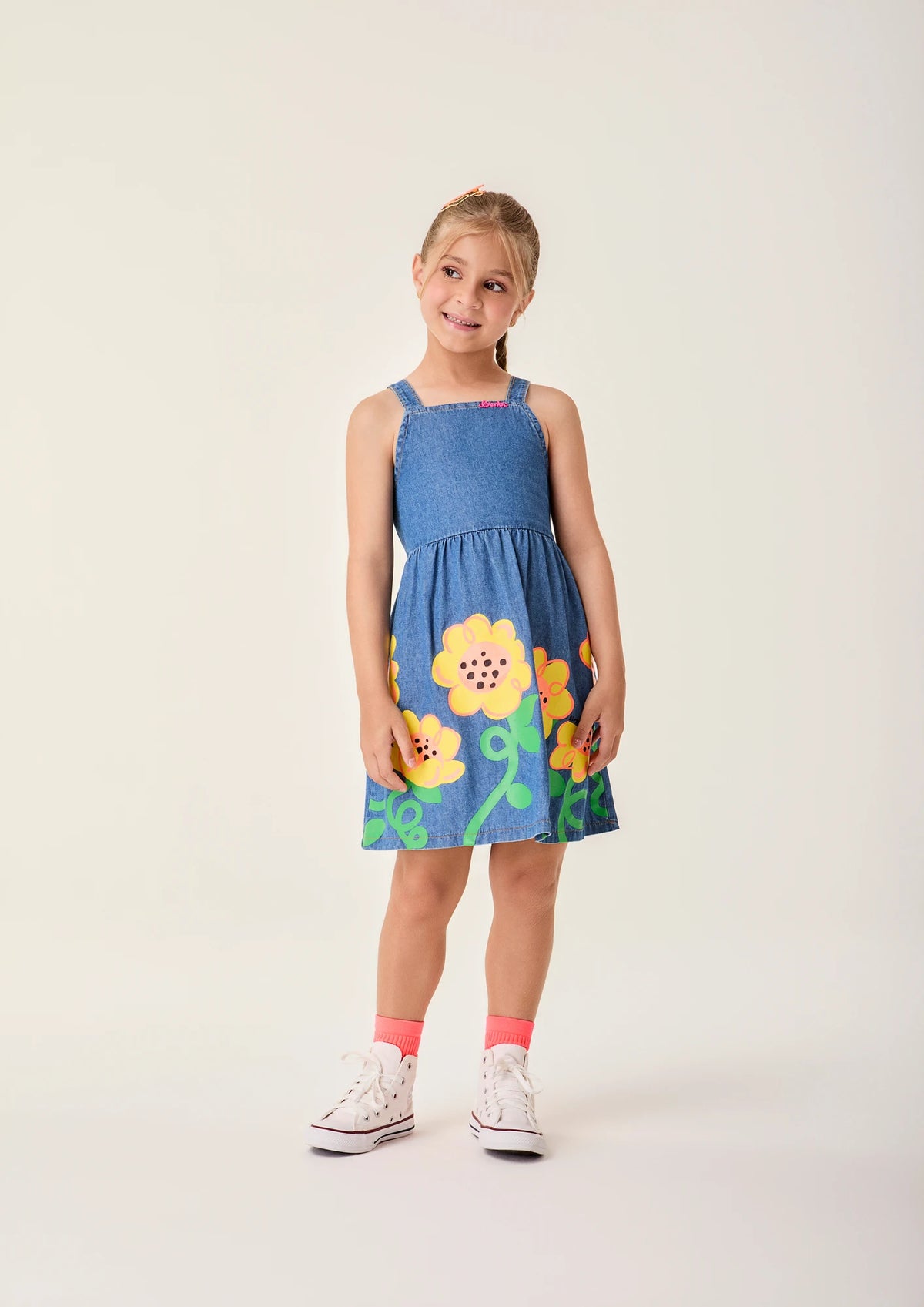 Vestido Infantil Bimbi Jeans Floral
