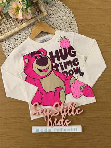 Blusa Infantil Bimbi Inveno Manga Longa Bege Lotso
