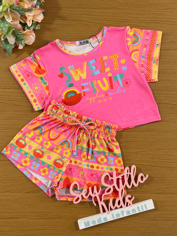 Conjunto Infantil Kukie Alecrim Verão Shorts e Blusa Sweet Fruit