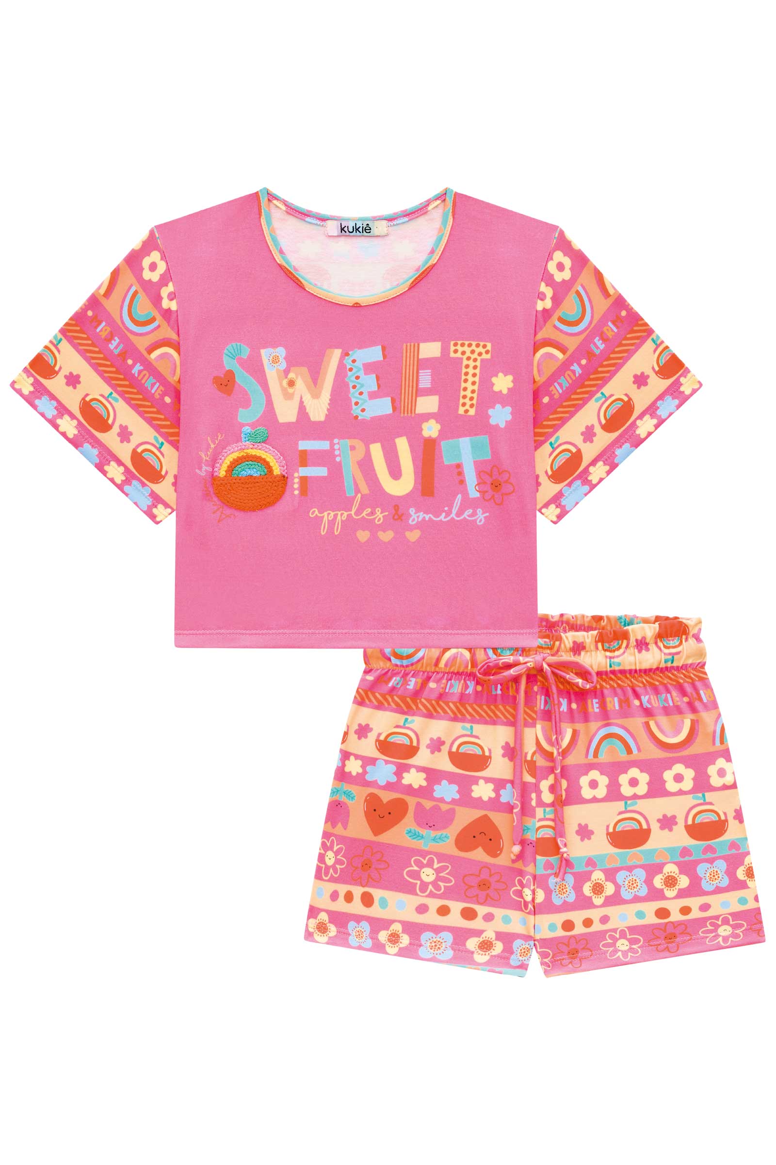 Conjunto Infantil Kukie Alecrim Verão Shorts e Blusa Sweet Fruit