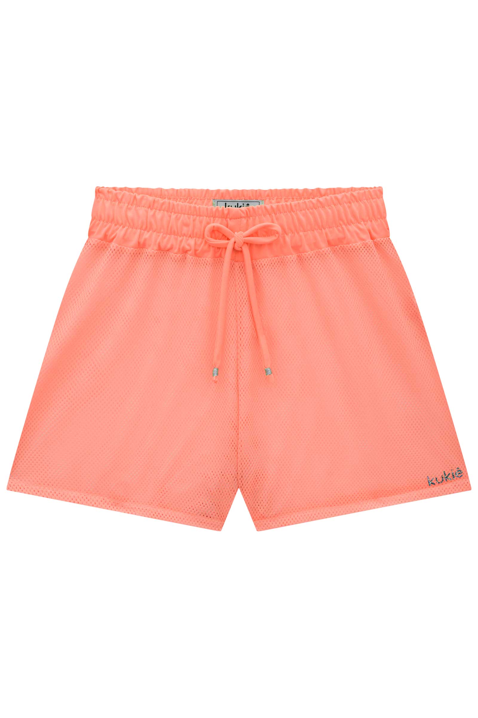 Shorts Infantil Kukie Verão de Praia Telado Laranja Neon