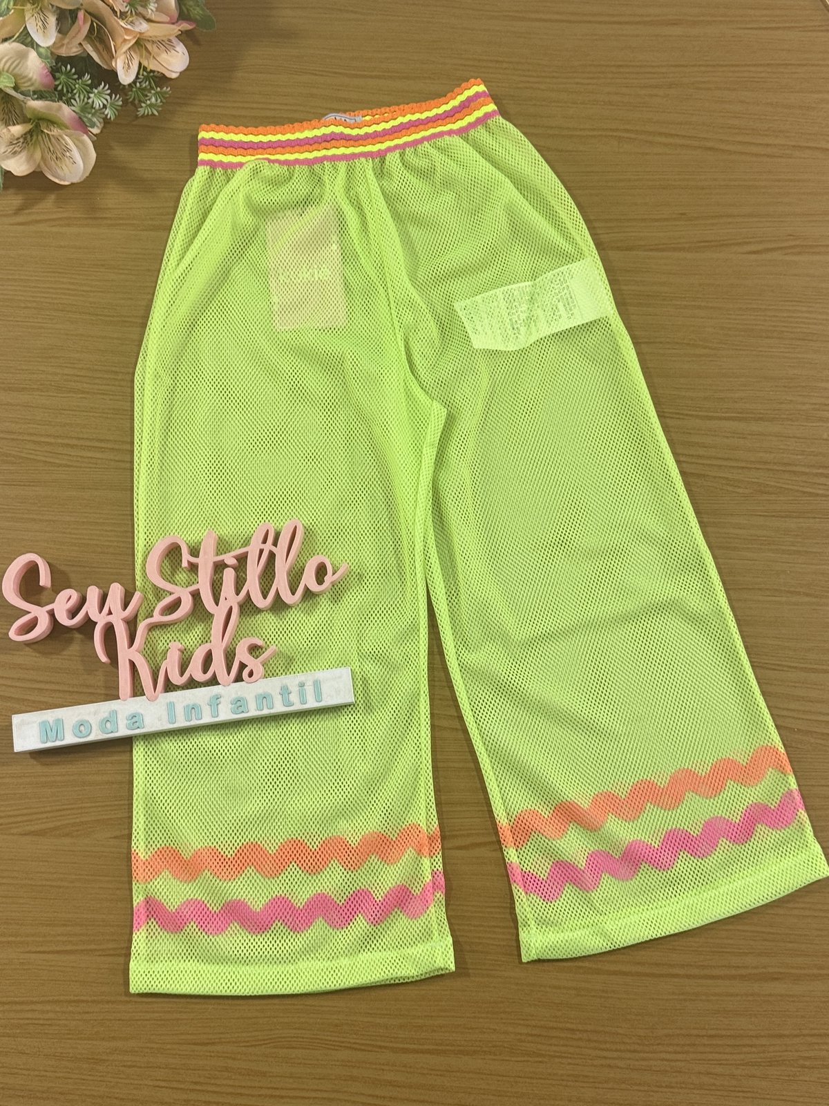 Calça Infantil Kukie Verão de Piscina Telada Verde Neon