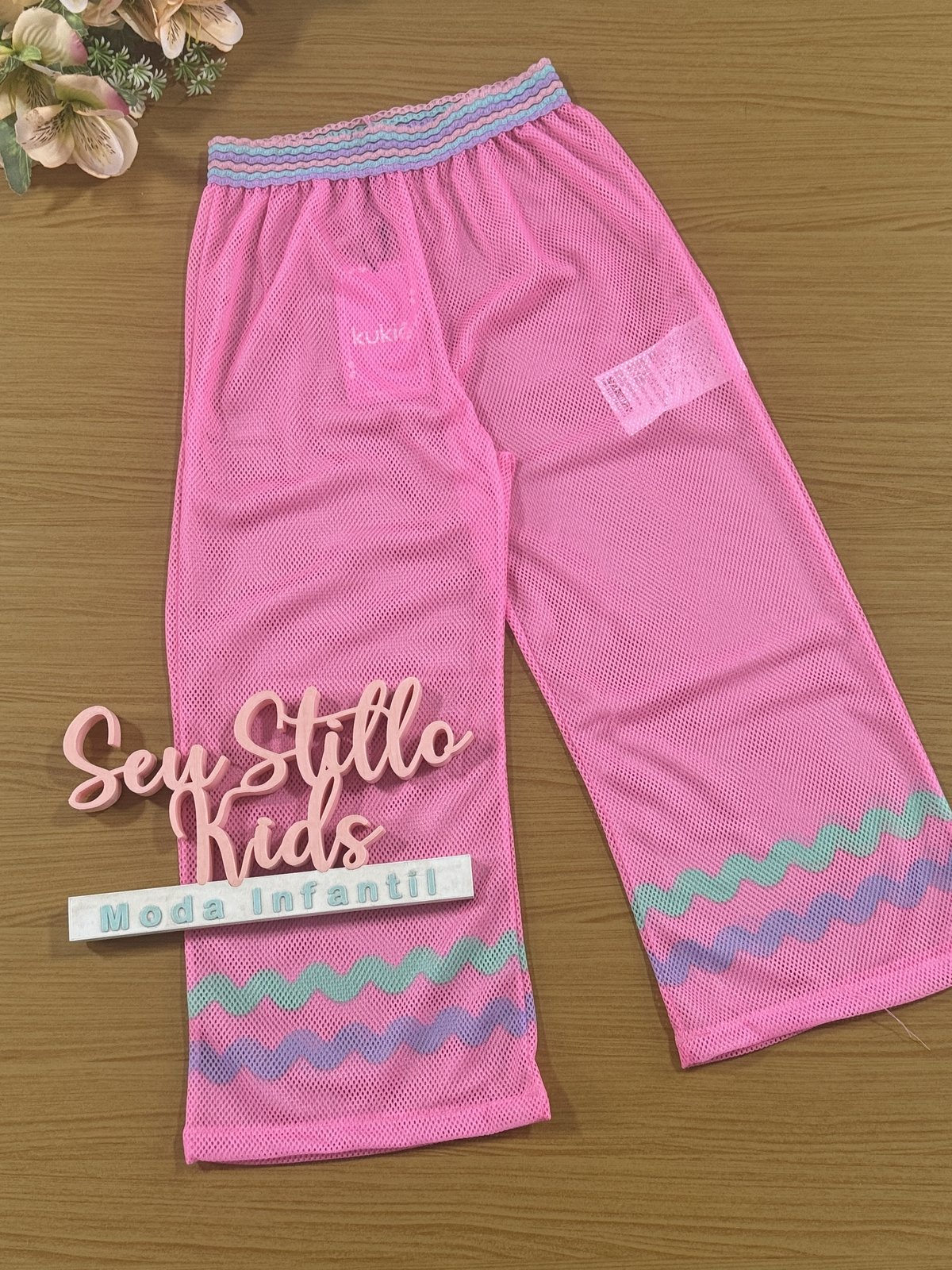 Calça Infantil Kukie Verão de Piscina Telada Rosa