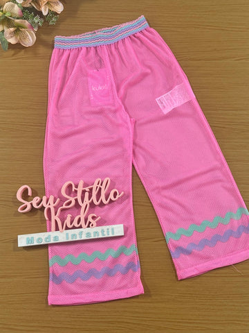 Calça Infantil Kukie Verão de Piscina Telada Rosa