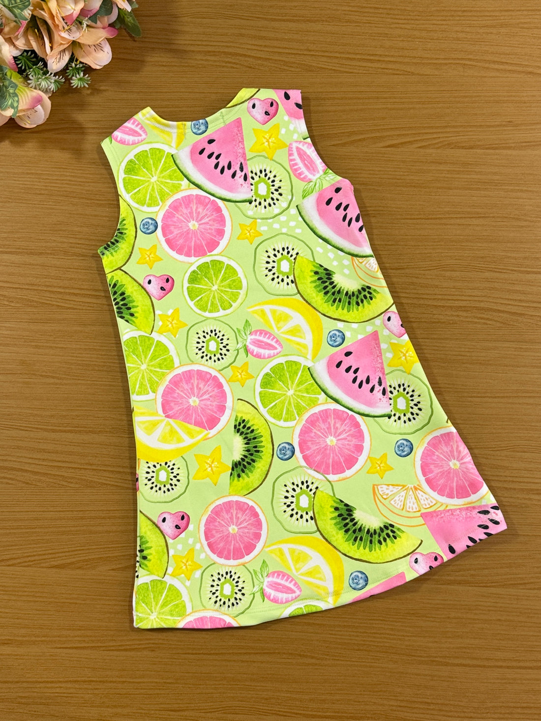 Vestido Infantil Kukie Verão Verde Festa das Frutas