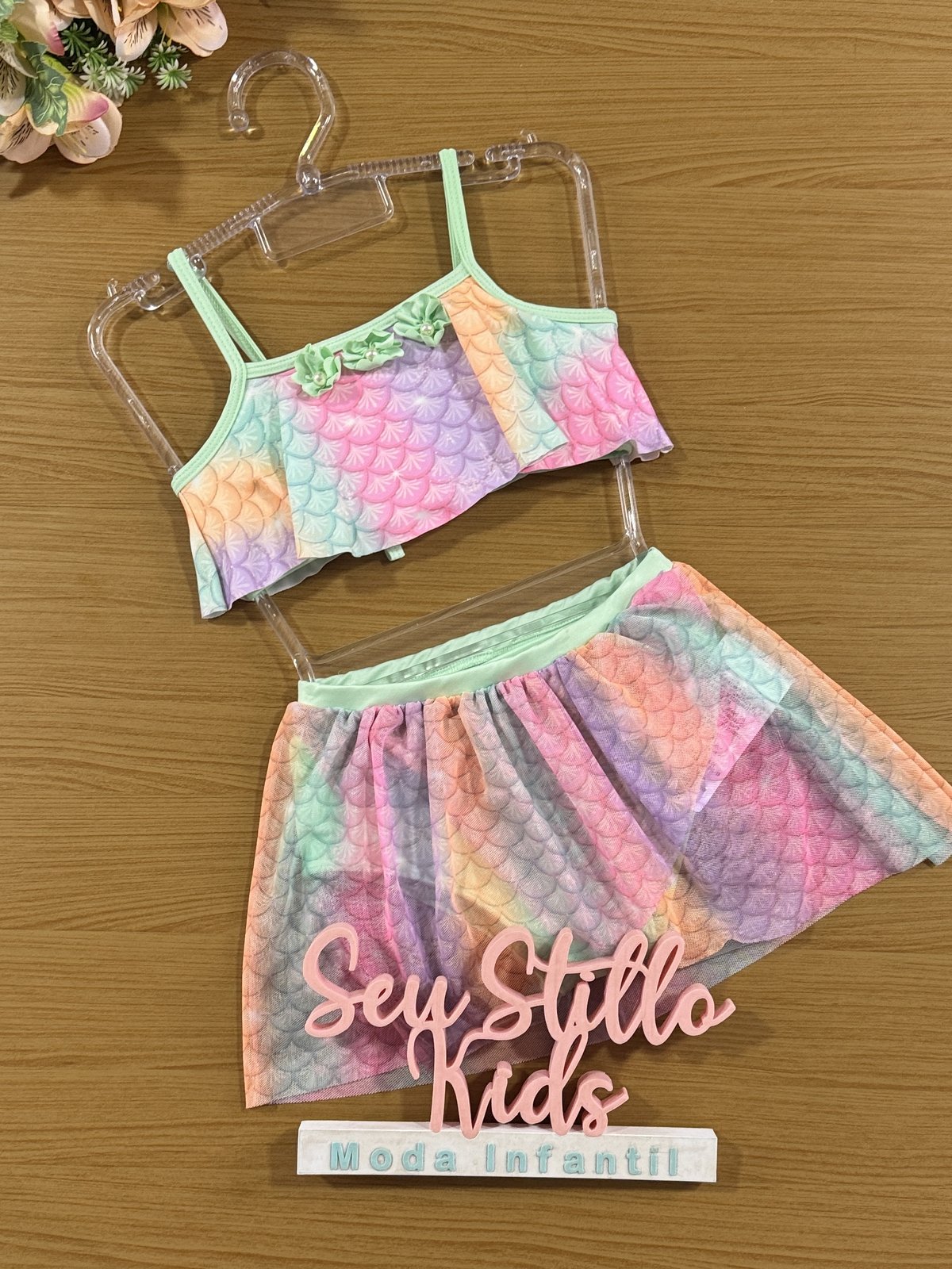 Biquini Infantil Kukie Verão com Saia Sereia