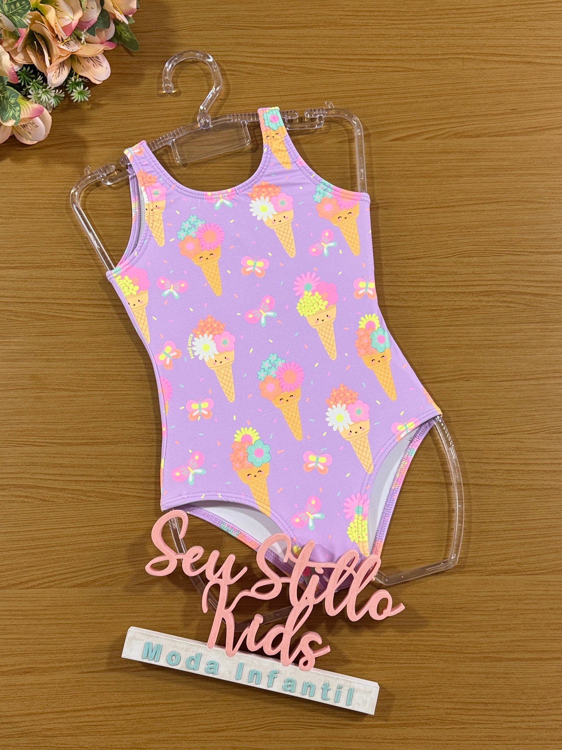 Maiô Infantil Kukie Verão Lilás Sorvetinho