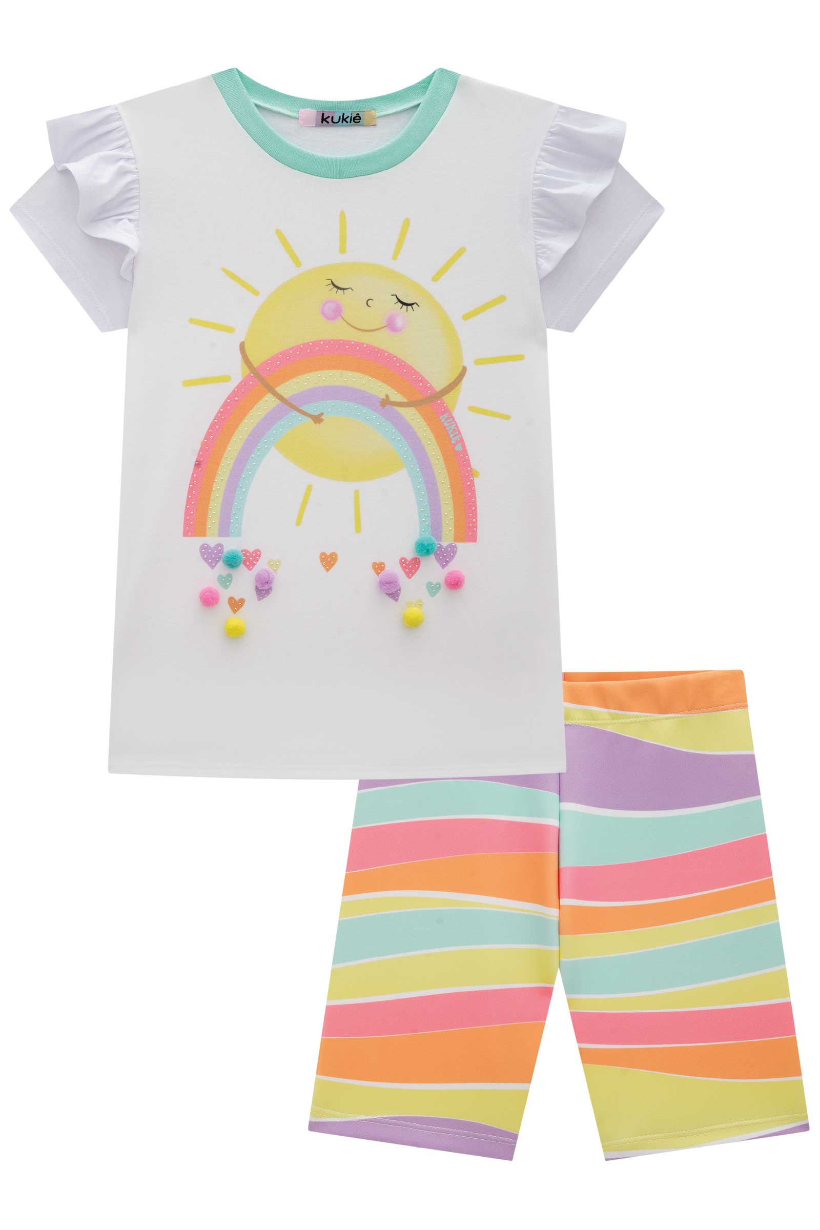 Conjunto Infantil Kukie Verão Shorts Ciclista e Blusa Solzinho