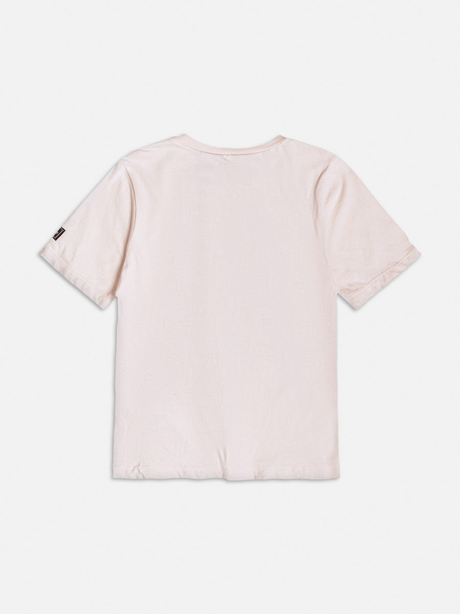Blusa Infantil Momi Inverno Manga Curta Bege com Strass Tico Teco
