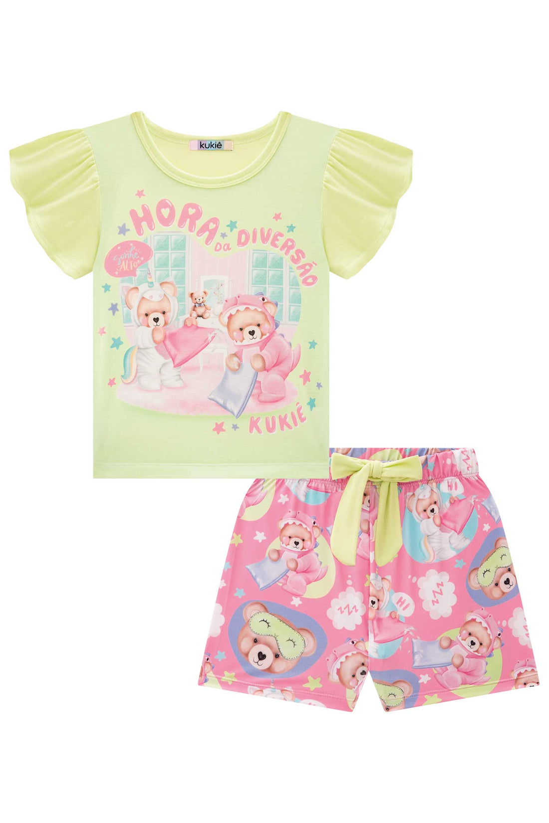 Pijama Infantil Kukie Verão Shorts e Blusa Ursinha