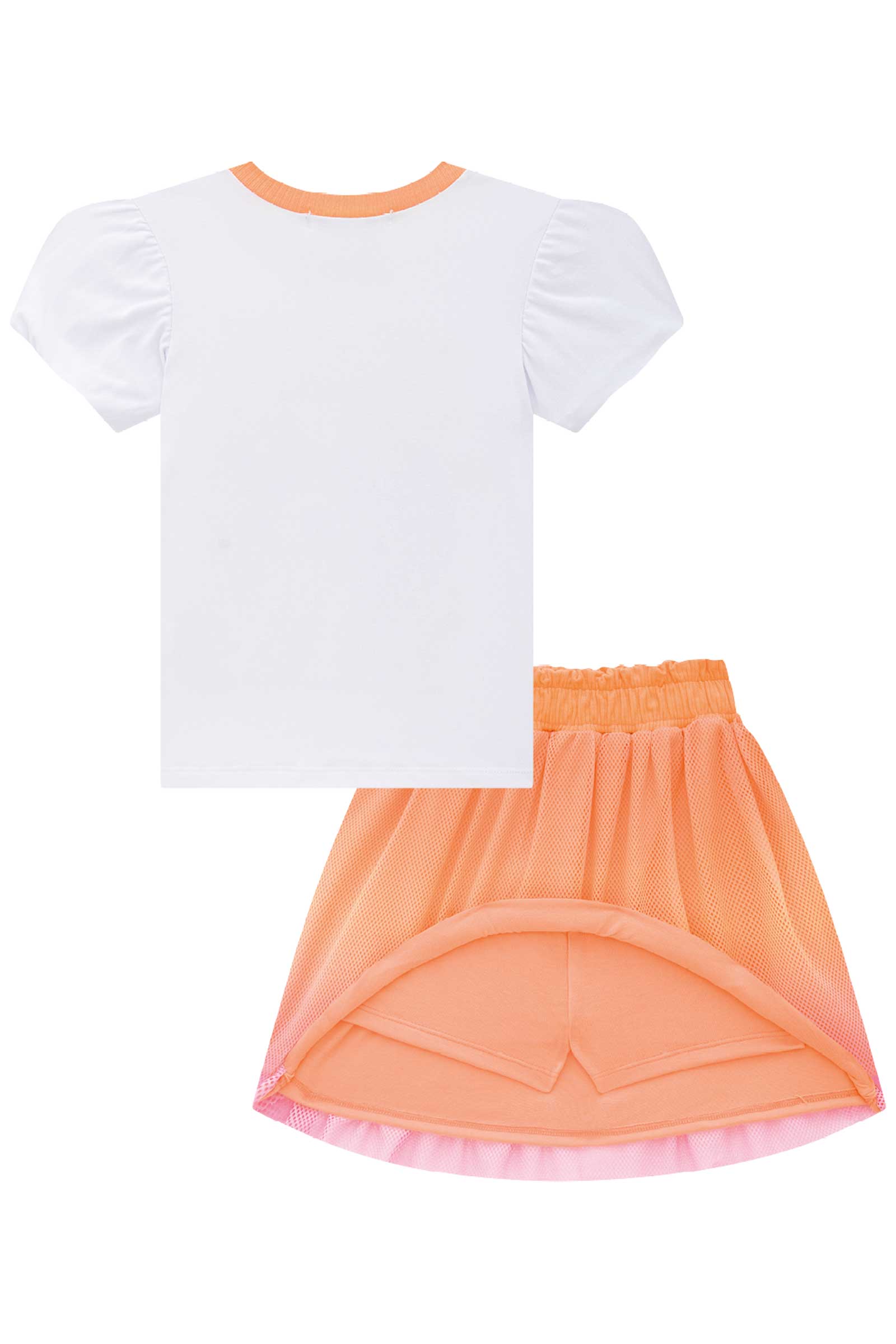 Conjunto Infantil Kukie Verão Saia Tela e Blusa Cachorrinha
