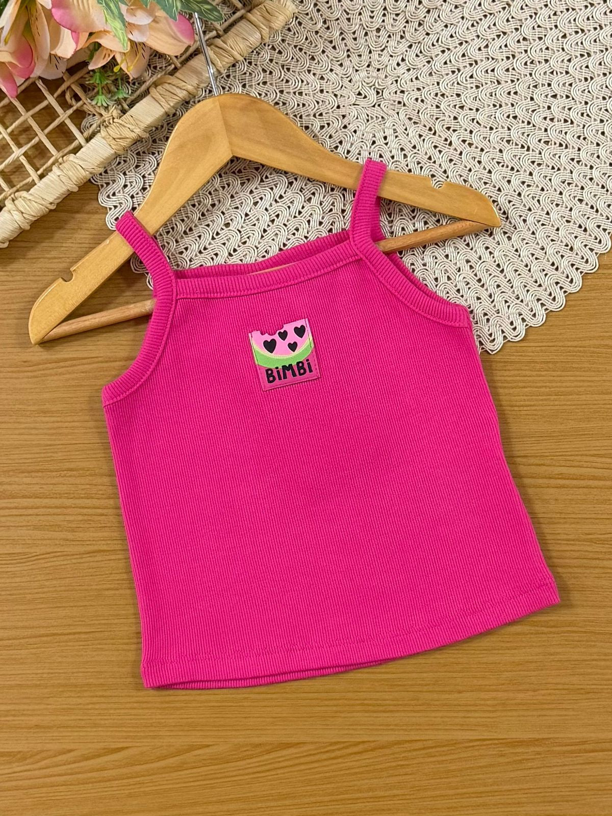 Conjunto Infantil Menina Bimbi com Shorts e Blusa Rosa Melancia