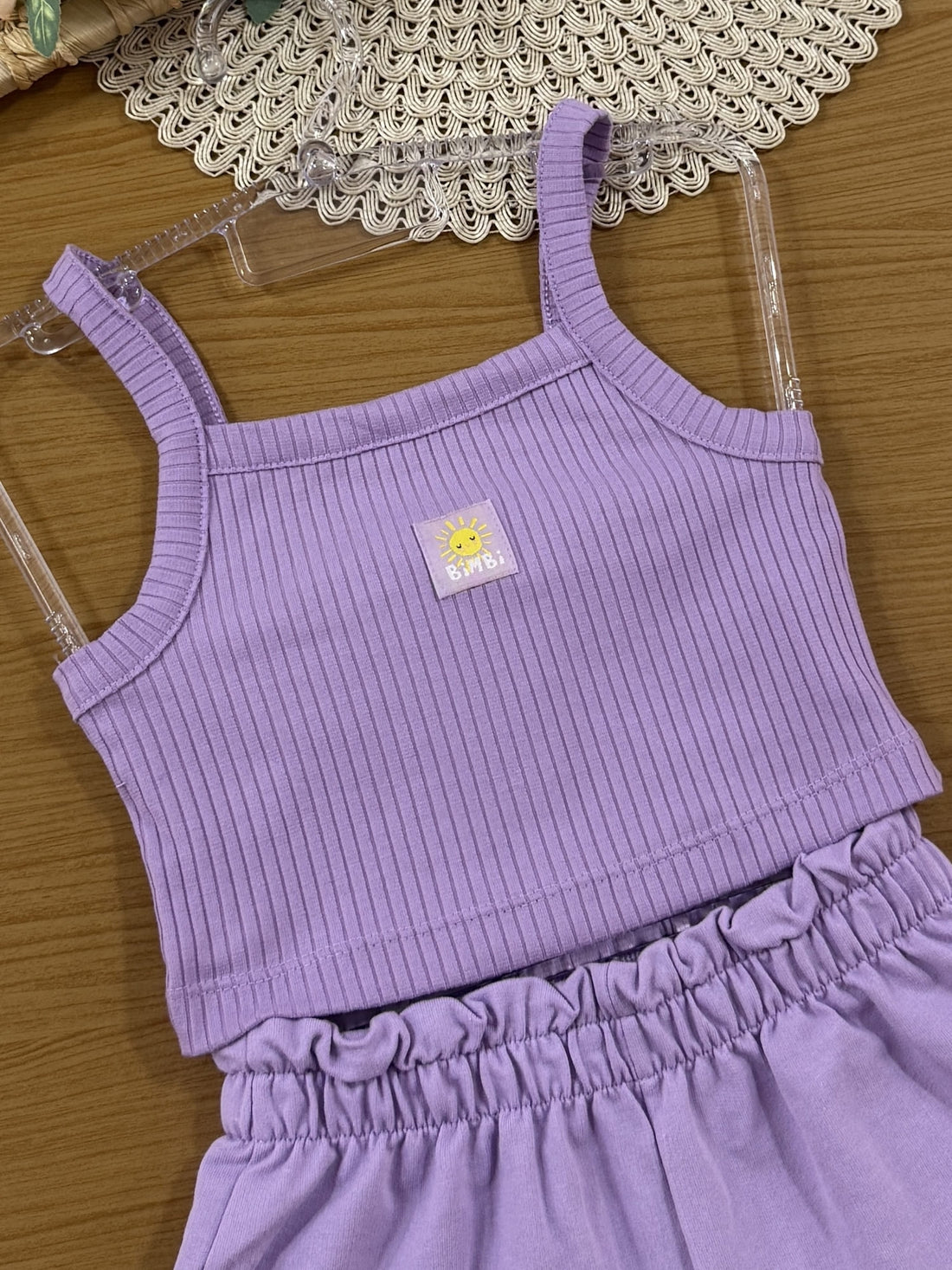 Conjunto Infantil Bimbi Verão com Shorts e Regata Lilás Solzinho