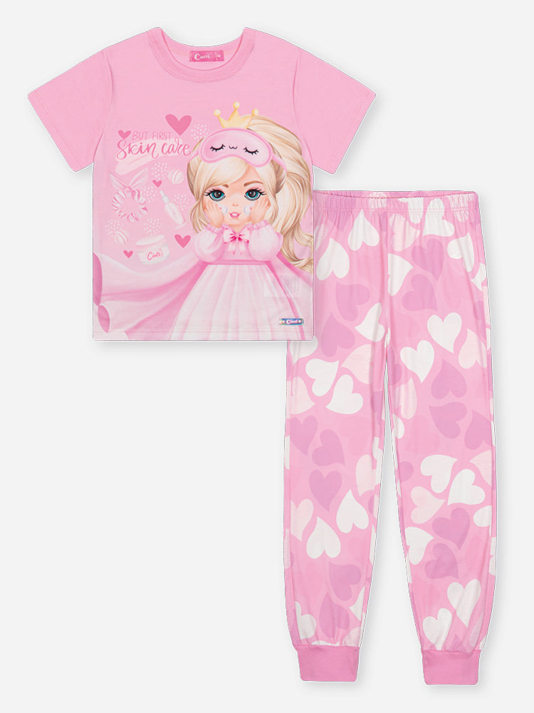 Pijama Infantil Cinti Verão com Calça e Blusa Rosa Princesinha Hora de Dormir