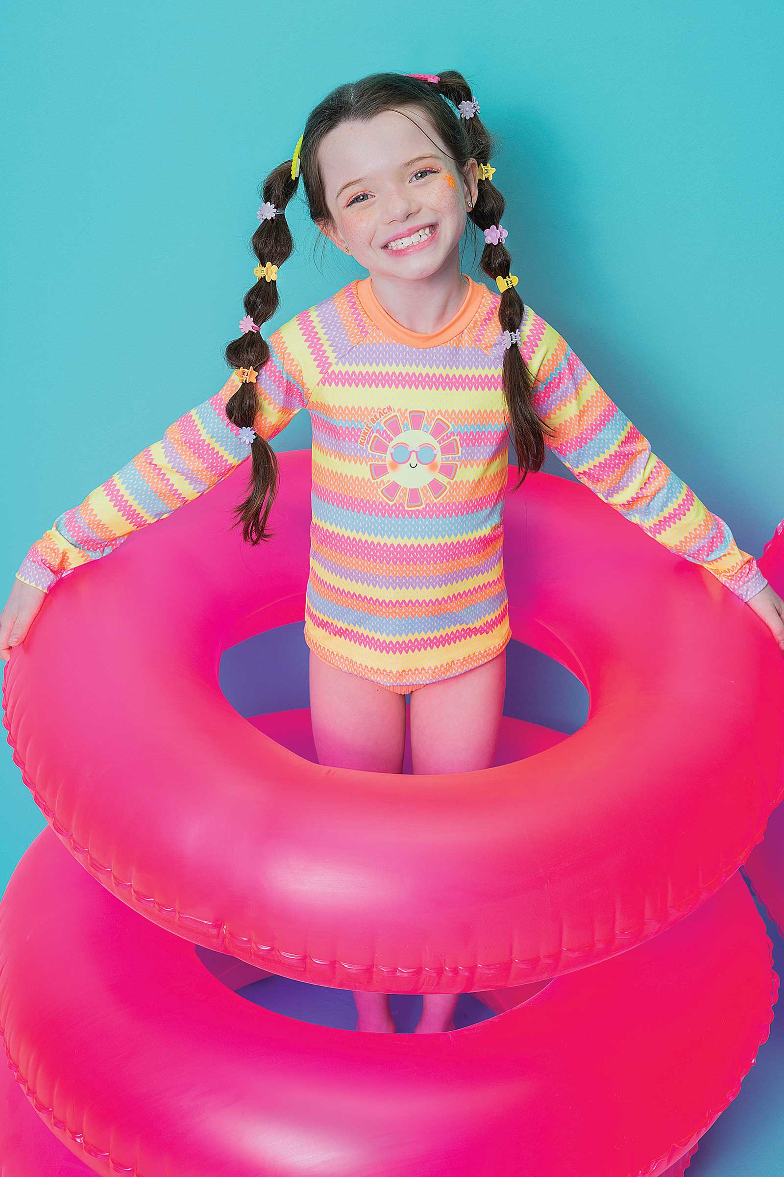 Biquini Infantil Kukie Verão com Blusa Manga Longa Sol