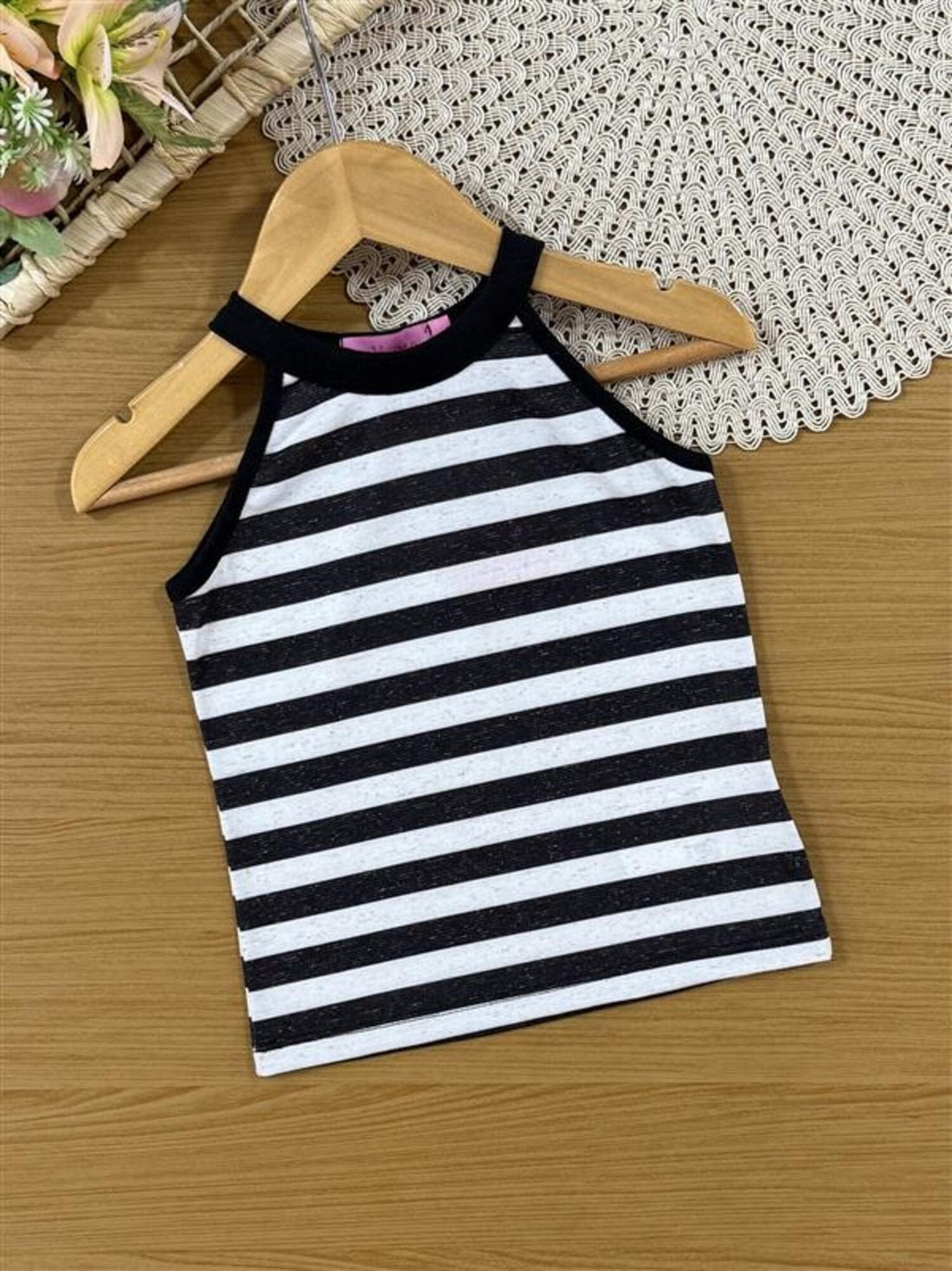 Conjunto Infantil Belime Verão com Shorts Preto e Regata Listrada