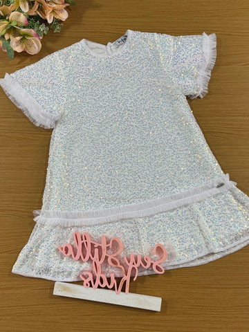 Vestido Infantil Kukie Paetê Furta Cor