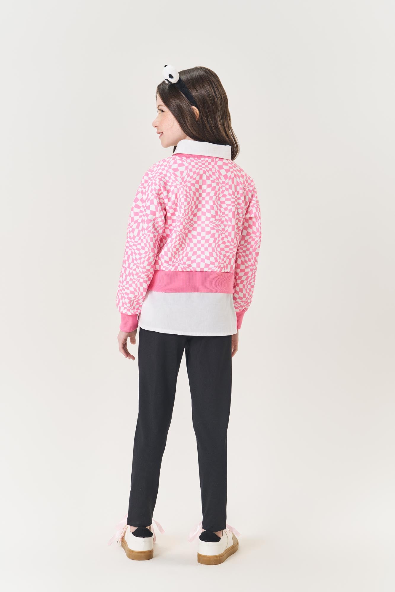 Conjunto Infantil Cinti Inverno Calça e Moletom Flanelado Rosa Panda