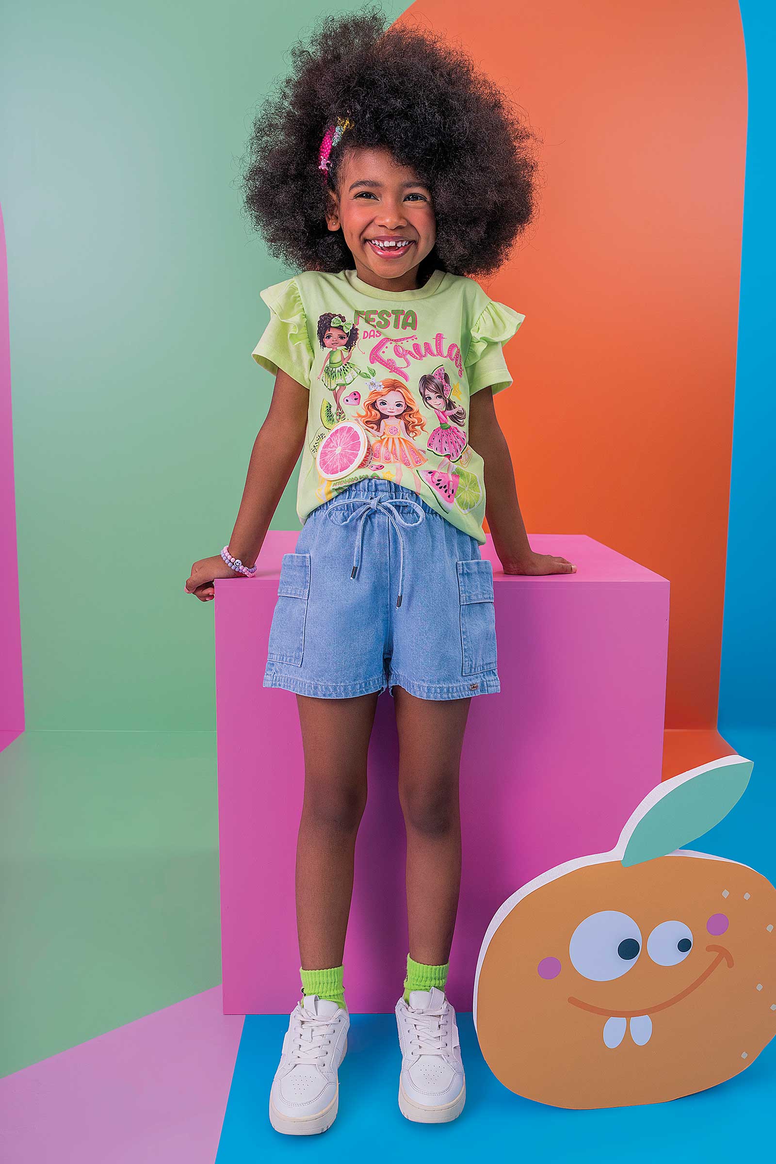Blusa Infantil Kukie Verão Verde Festa das Frutas