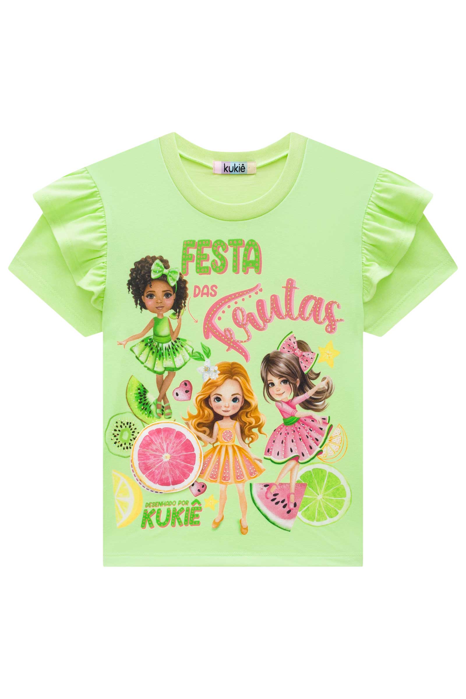 Blusa Infantil Kukie Verão Verde Festa das Frutas