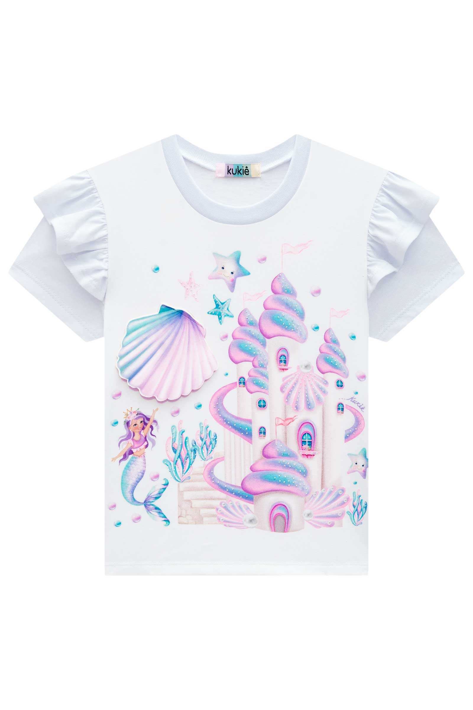Blusa Infantil Kukie Verão Branca Castelo Candy