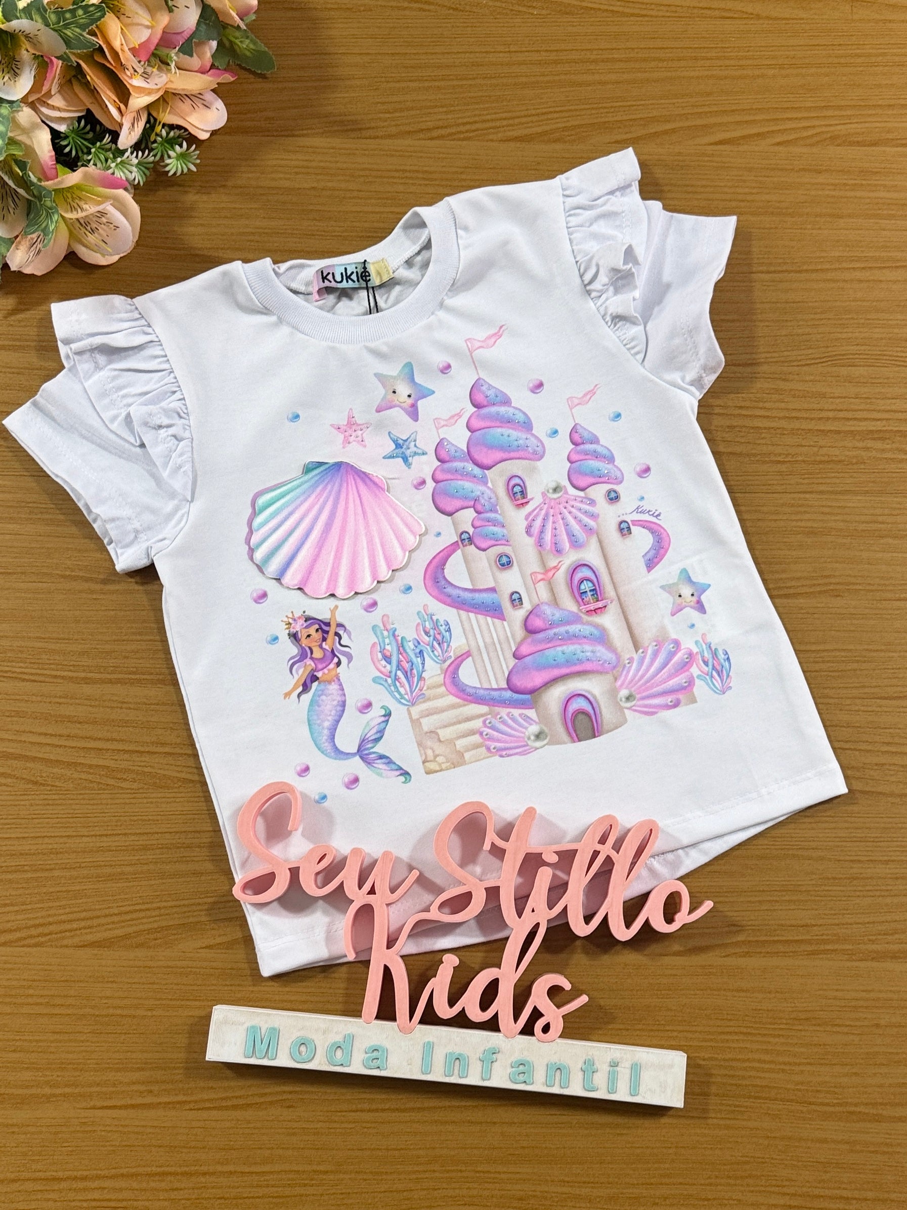 Blusa Infantil Kukie Verão Branca Castelo Candy