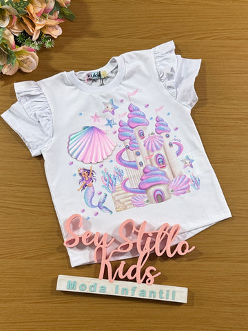 Blusa Infantil Kukie Verão Branca Castelo Candy