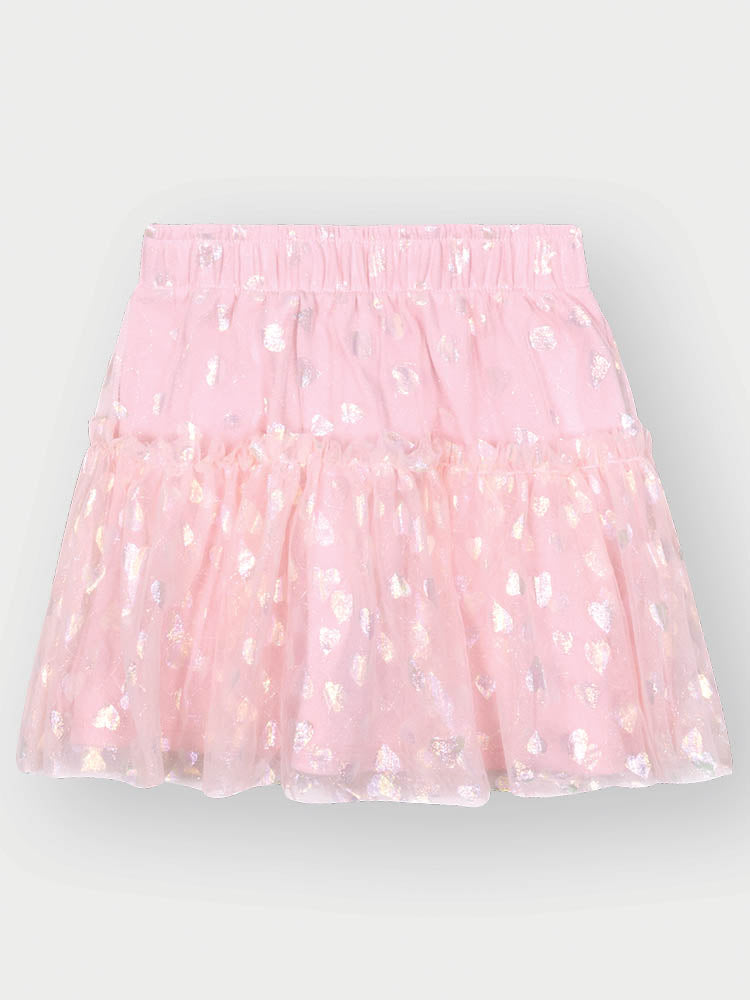 Conjunto Infantil Cinti Verão com Saia em Tule e Blusa Rosa Ursinha Love