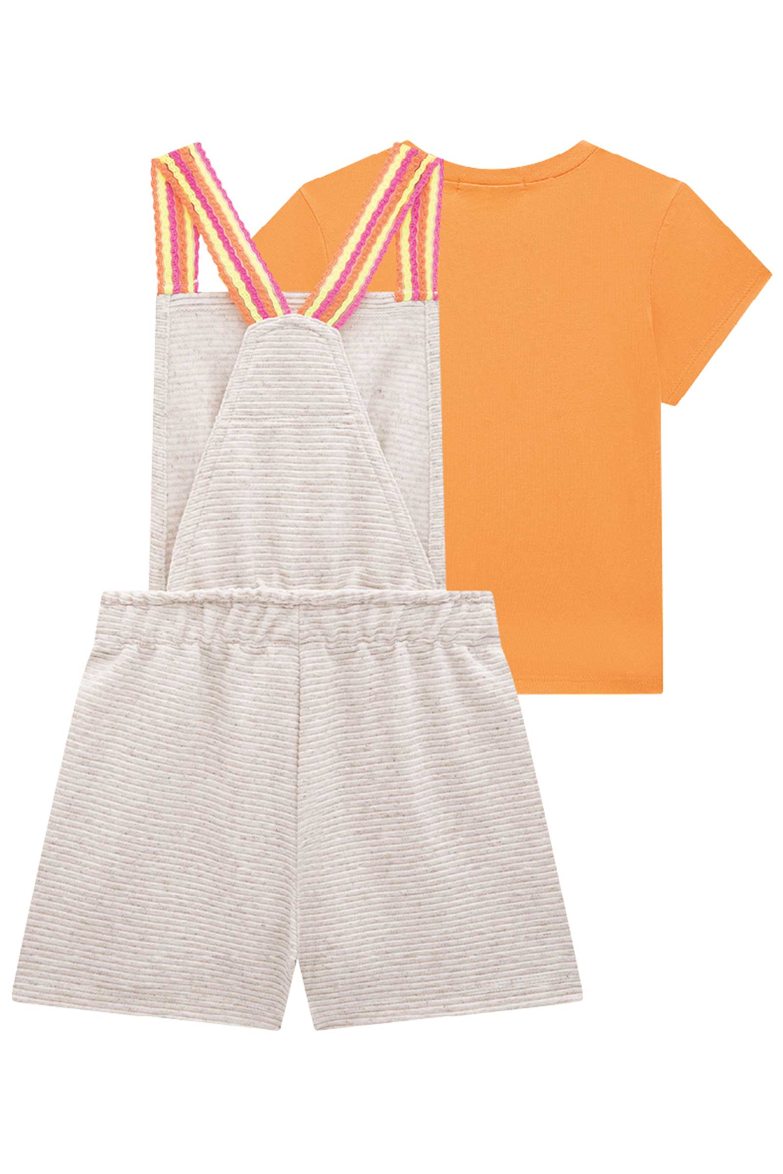 Jardineira Infantil Kukie Verão Laranja com Blusa